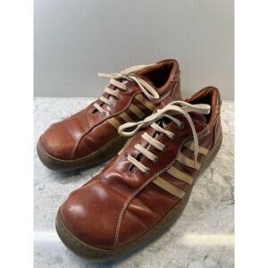 Steve Madden Men's Casual Shoes Brown Leather White Stripes Lace Up Size 8.5 JL